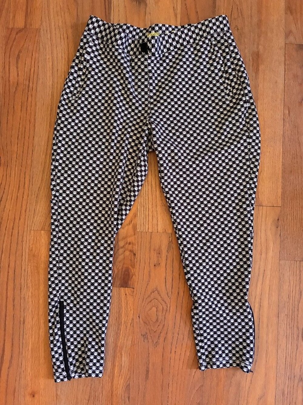 Purrfect Betabrand Catstooth Cat Print Slim Tapered Cropped Pants Women's Small